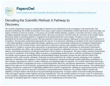 Essay on Decoding the Scientific Method: a Pathway to Discovery