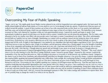 Essay on Overcoming my Fear of Public Speaking