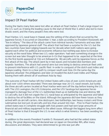 Essay on Impact of Pearl Harbor