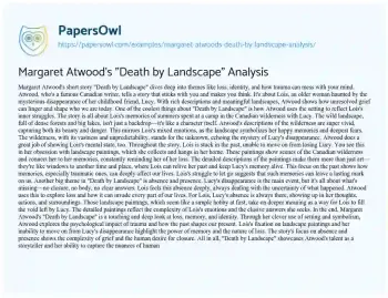 Essay on Margaret Atwood’s “Death by Landscape” Analysis