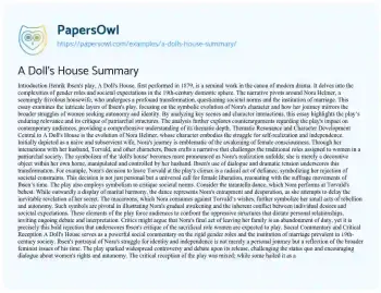 Essay on A Doll’s House Summary