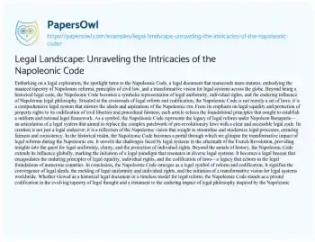 Essay on Legal Landscape: Unraveling the Intricacies of the Napoleonic Code