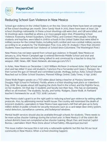 Essay on Reducing School Gun Violence in New Mexico