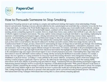 Essay on How to Persuade Someone to Stop Smoking