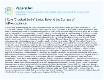 Essay on J. Cole “Crooked Smile” Lyrics: Beyond the Surface of Self-Acceptance