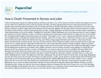 Essay on Theme of Death in Romeo and Juliet