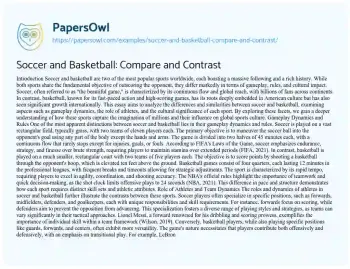 Essay on Soccer and Basketball: Compare and Contrast