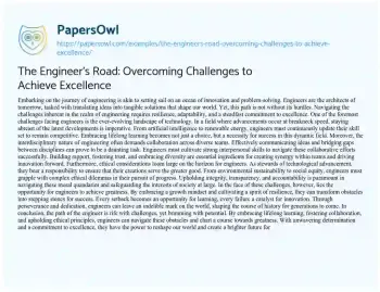 Essay on The Engineer’s Road: Overcoming Challenges to Achieve Excellence