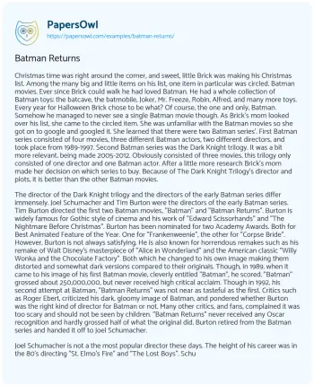 Essay on Batman Returns