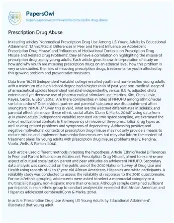 Essay on Prescription Drug Abuse