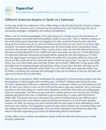 Essay on Different American Dreams in Death of a Salesman