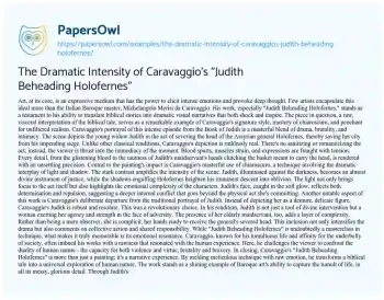 Essay on The Dramatic Intensity of Caravaggio’s “Judith Beheading Holofernes”