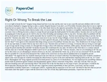 Essay on The Justification of Breaking the Law