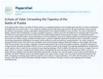 Essay on Echoes of Valor: Unraveling the Tapestry of the Battle of Puebla