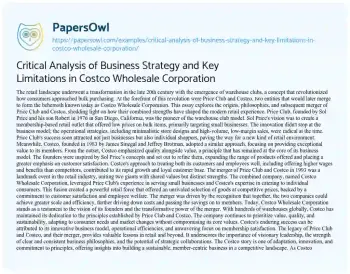 Essay on Critical Analysis of Business Strategy and Key Limitations in Costco Wholesale Corporation