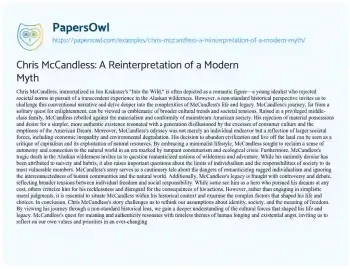 Essay on Chris McCandless: a Reinterpretation of a Modern Myth