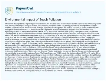 Essay on Environmental Impact of Beach Pollution