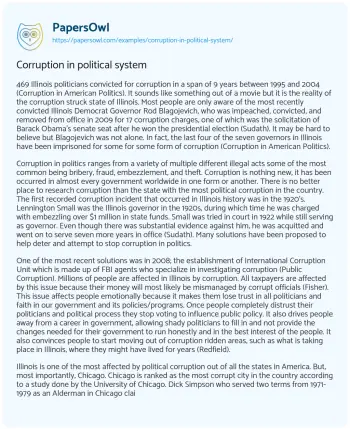 Essay on Corruption in Political System