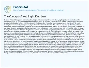 Essay on The Concept of Nothing in King Lear