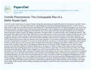 Essay on Fortnite Phenomenon: the Unstoppable Rise of a Battle Royale Giant