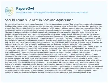 Essay on Should Animals be Kept in Zoos and Aquariums?