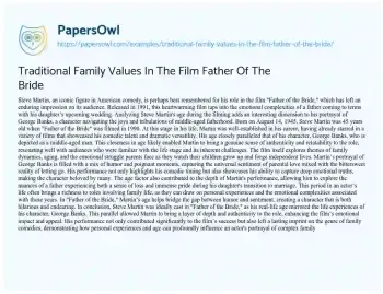 Essay on Traditional Family Values in the Film Father of the Bride