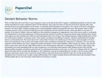 Essay on Deviant Behavior: Norms