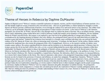 Essay on Theme of Heroes in Rebecca by Daphne DuMaurier