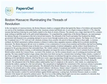 Essay on Boston Massacre: Illuminating the Threads of Revolution