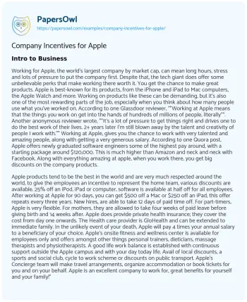 Essay on Company Incentives for Apple