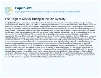 Essay on The Reign of Qin Shi Huang in the Qin Dynasty