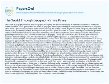 Essay on The World through Geography’s Five Pillars