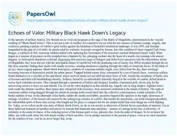 Essay on Echoes of Valor: Military Black Hawk Down’s Legacy