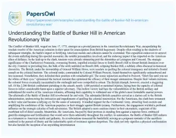 Essay on Understanding the Battle of Bunker Hill in American Revolutionary War