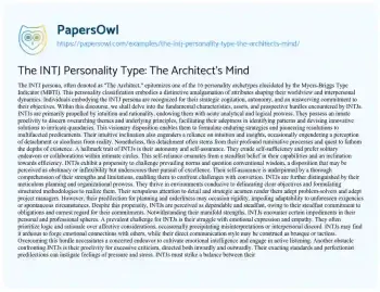 Essay on The INTJ Personality Type: the Architect’s Mind