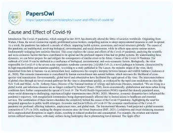 Essay on Cause and Effect of Covid-19