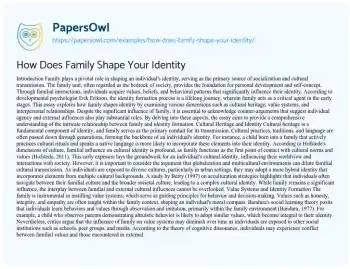 Essay on How does Family Shape your Identity