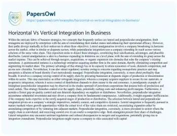 Essay on Horizontal Vs Vertical Integration in Business