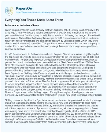 Essay on Everything you should Know about Enron