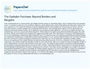 Essay on The Gadsden Purchase: Beyond Borders and Bargains