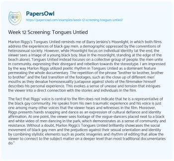 Essay on Week 12 Screening: Tongues Untied