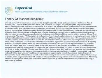 Essay on Theory of Planned Behaviour