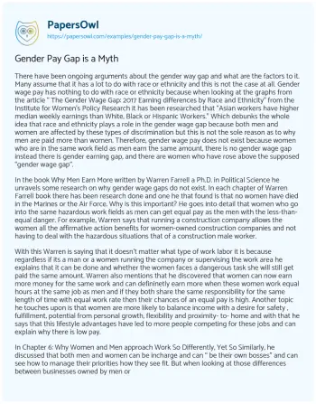 Essay on Gender Pay Gap is a Myth