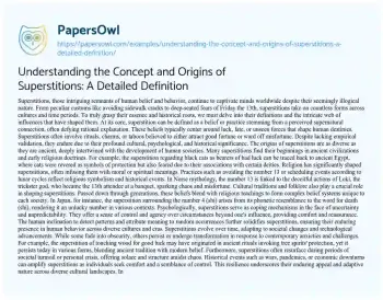 Essay on Understanding the Concept and Origins of Superstitions: a Detailed Definition