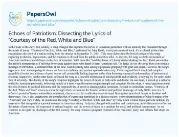 Essay on Echoes of Patriotism: Dissecting the Lyrics of “Courtesy of the Red, White and Blue”