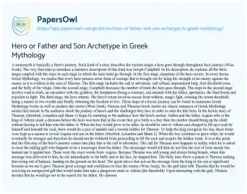 Essay on Hero or Father and Son Archetype in Greek Mythology