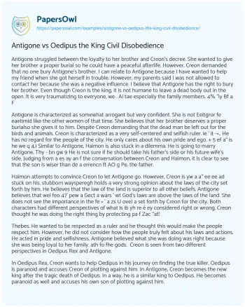 Essay on Antigone Vs Oedipus the King Civil Disobedience