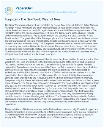 Essay on Forgotten – the New World was not New