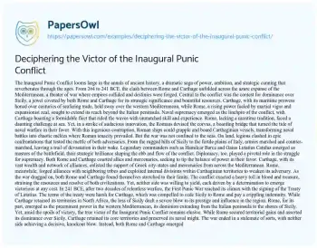 Essay on Deciphering the Victor of the Inaugural Punic Conflict