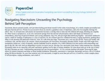 Essay on Navigating Narcissism: Unraveling the Psychology Behind Self-Perception